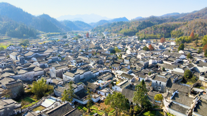 4K航拍西递古村落5A级景区