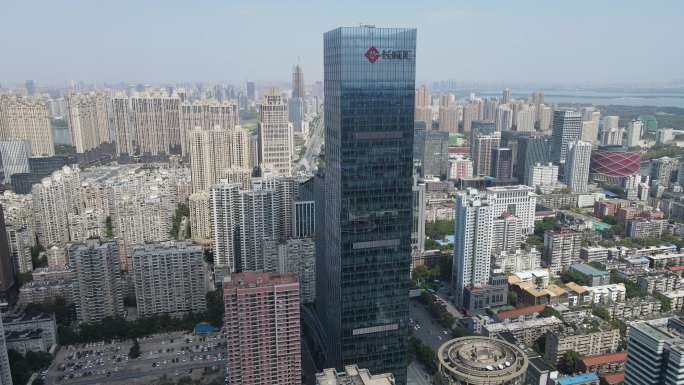 航拍武汉城市建设全景