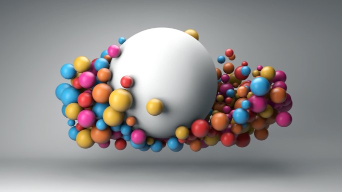 五颜六色的球动画球体动画彩色糖果物理实验