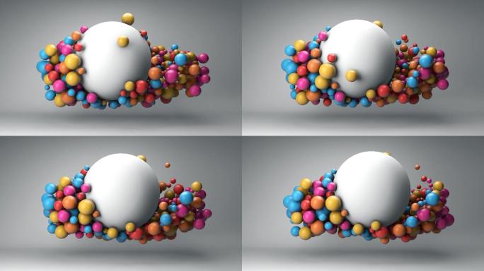 五颜六色的球动画球体动画彩色糖果物理实验