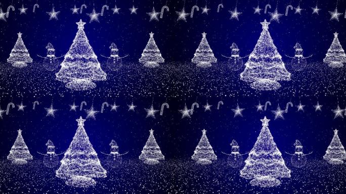 圣诞节圣诞树粒子光影下雪蓝色唯美