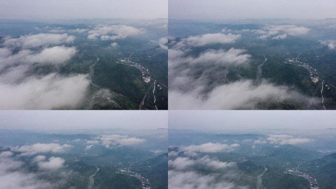 空中延时摄影云雾山脉航拍