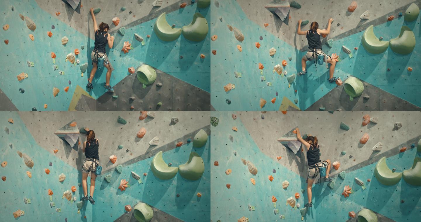 攀岩攀爬运动视频女性女子运动员攀岩板爱好