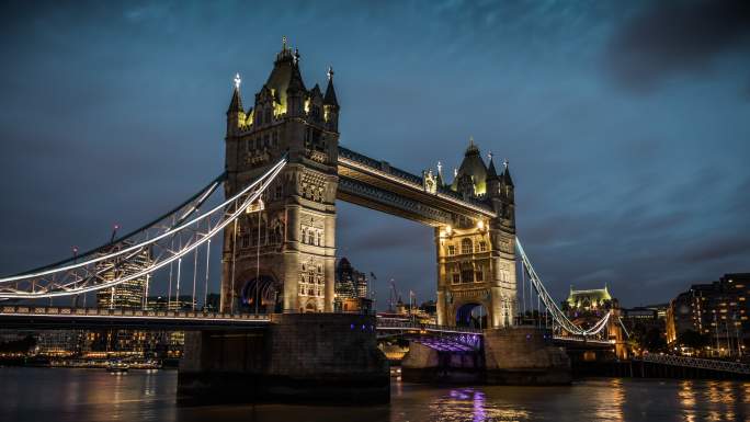 伦敦塔桥延时风景城市建筑快速发展航拍延时