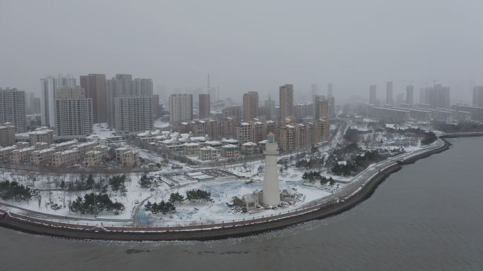 威海风光经区大雪航拍