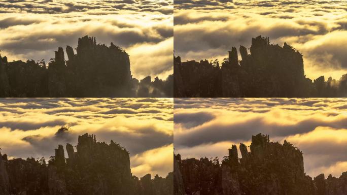 黄山西海大峡谷黄昏壮观云海延时摄影