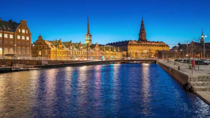 丹麦哥本哈根城市景观的时间推移