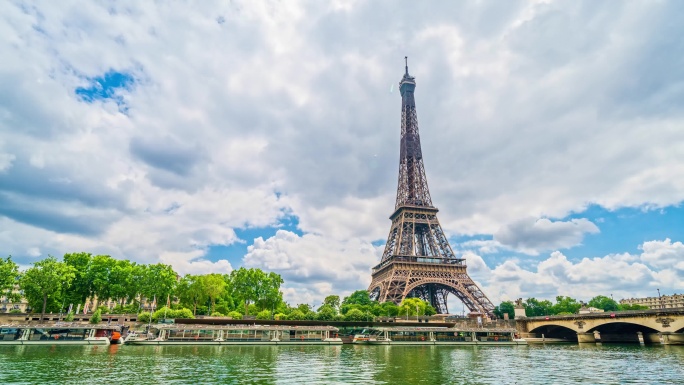 埃菲尔铁塔法国巴黎地标建筑延时埃菲尔铁塔