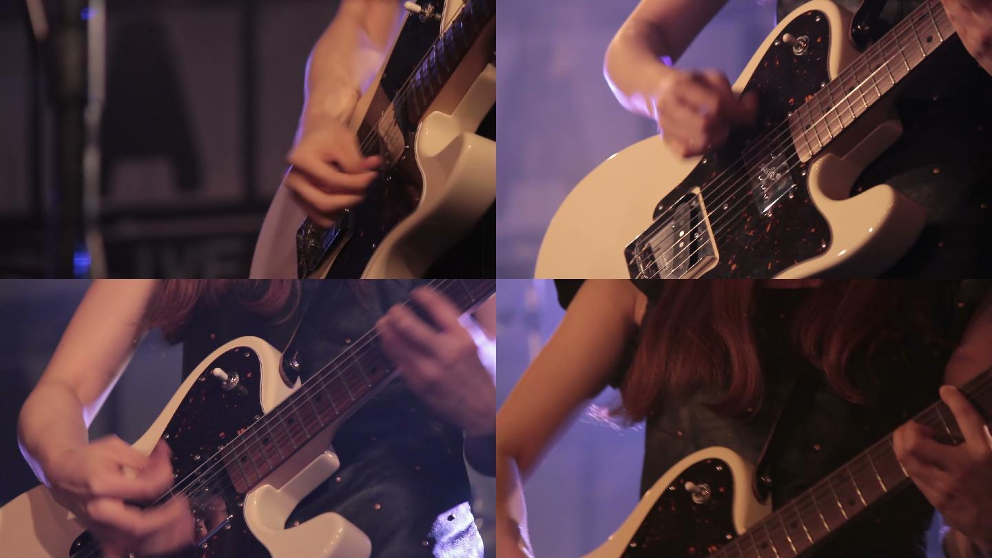 舞台上的女吉他手视频素材
