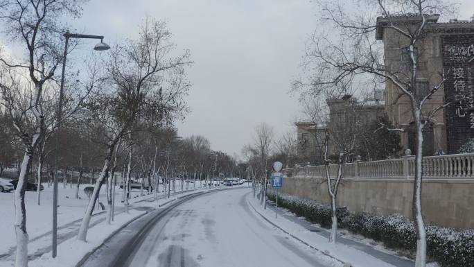 威海风光经区大雪航拍