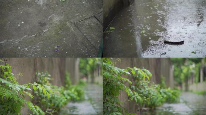 雨中的社区街道环境