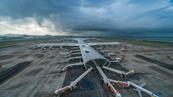 深圳宝安国际机场T3航站楼暴风雨来临素材