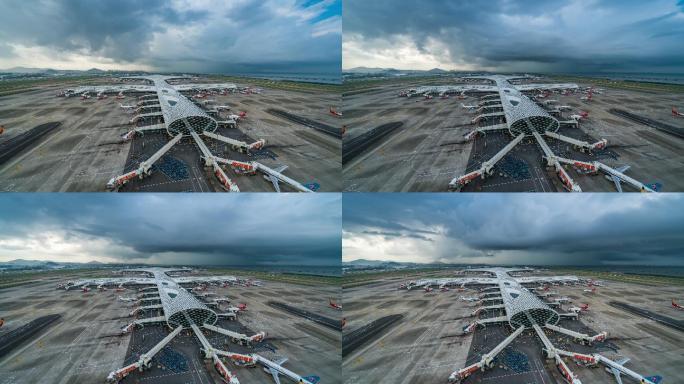 深圳宝安国际机场T3航站楼暴风雨来临素材