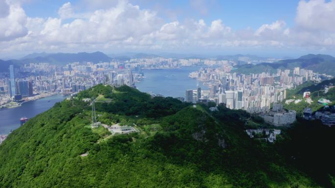 香港市鸟瞰图香港航拍维多利亚港中国香港