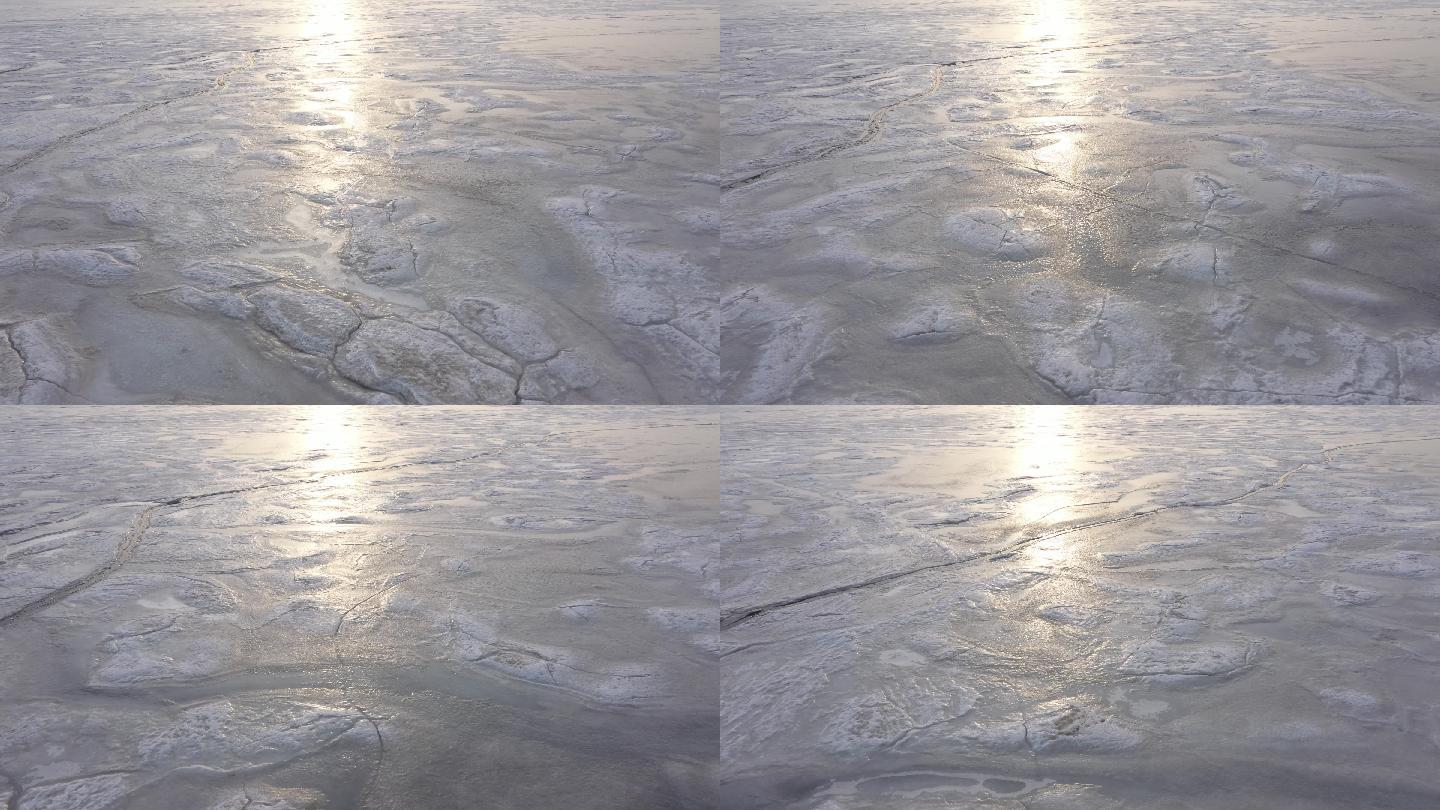 冰面逆光航拍