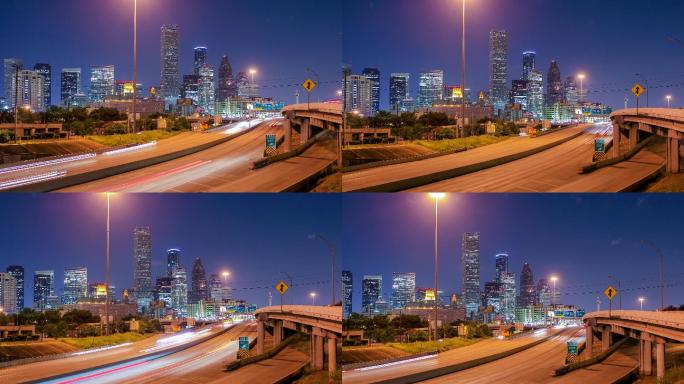 德克萨斯州休斯顿国外外国街头街景夜晚夜景