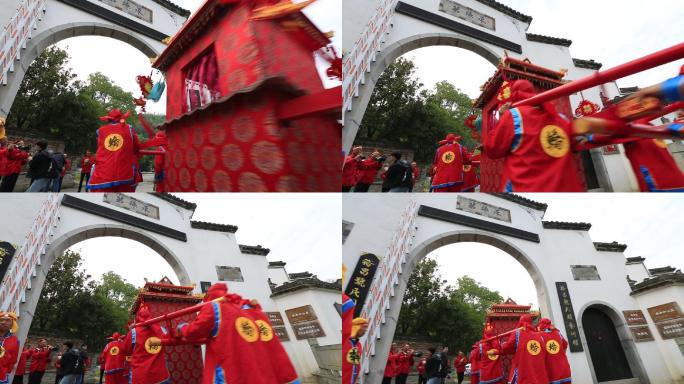 中国传统婚礼迎亲抬轿原素材