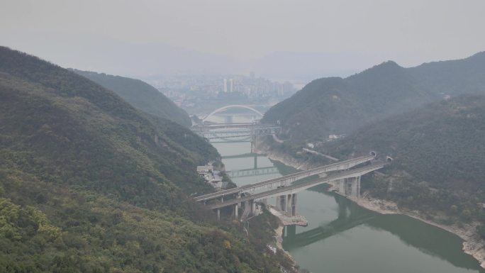 重庆 北碚 桥梁 城市 河流素材