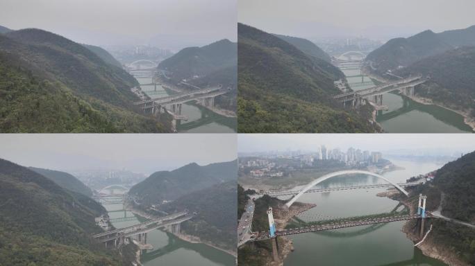 重庆 北碚 桥梁 城市 河流素材