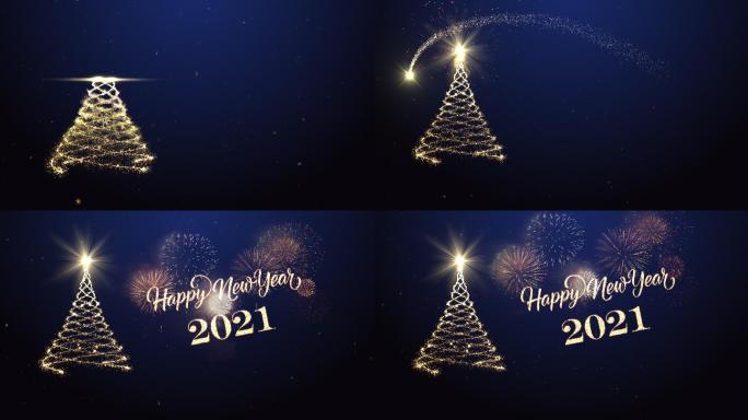 圣诞树祝新年快乐2021