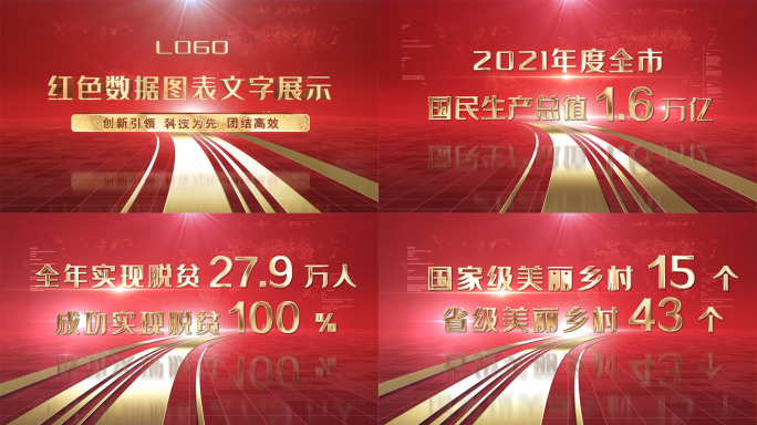 红色党政党建数据展示AE模板