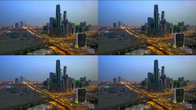 沙特利雅得繁华建筑群大气全景空镜