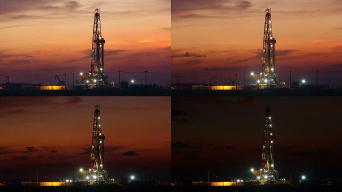 石油工业的夕阳闪亮原油采矿-自然资源