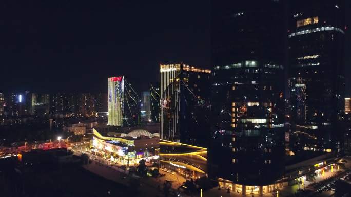 昆明市万达广场夜景航拍