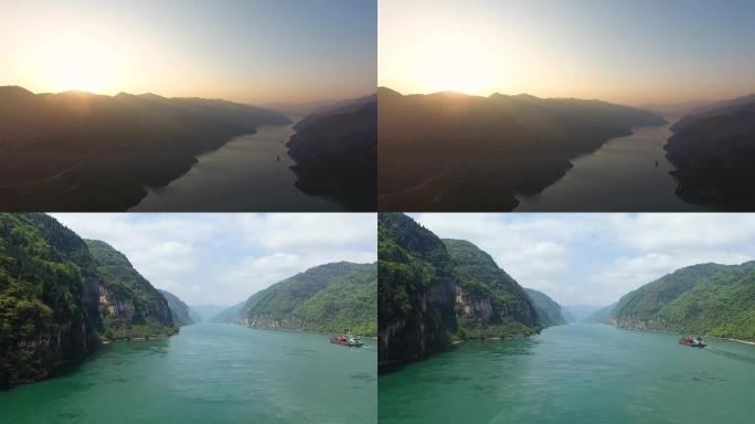 长江三峡日落、南津关、三峡风光、青山绿水