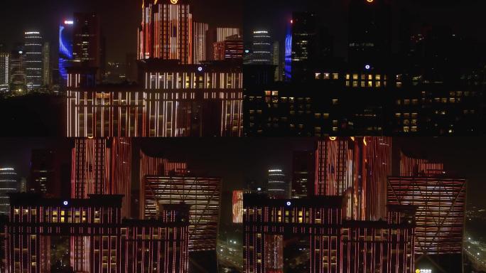 杭州城市夜景灯光秀4k航拍素材