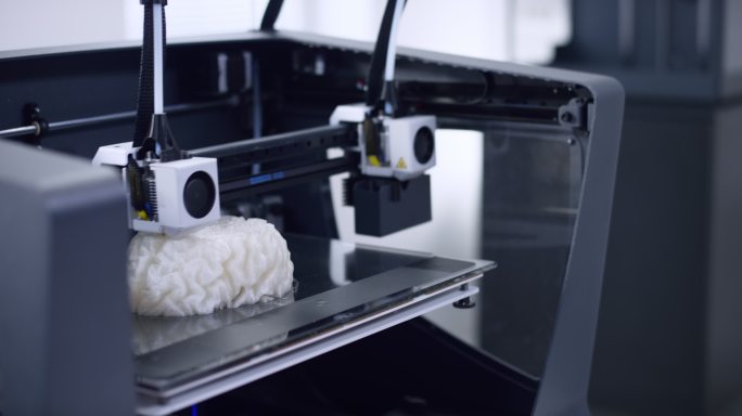 3D打印机中正在构建的3D大脑模型