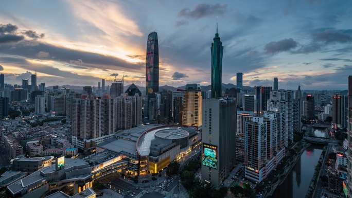 深圳罗湖万象天地京基地王日转夜延时素材