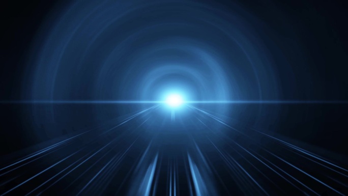 蓝色科技光影线条隧道