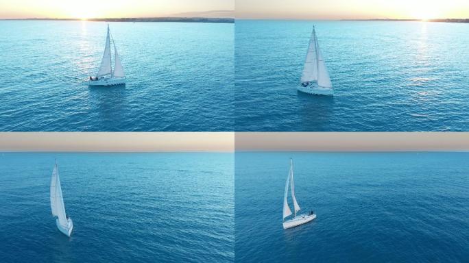 海面上的帆船大海海上帆船蓝色大海