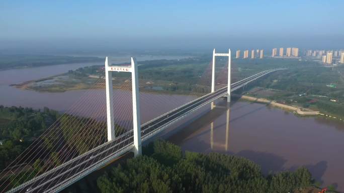 4K航拍济南齐河黄河大桥