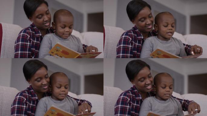 母亲和儿子一起读书