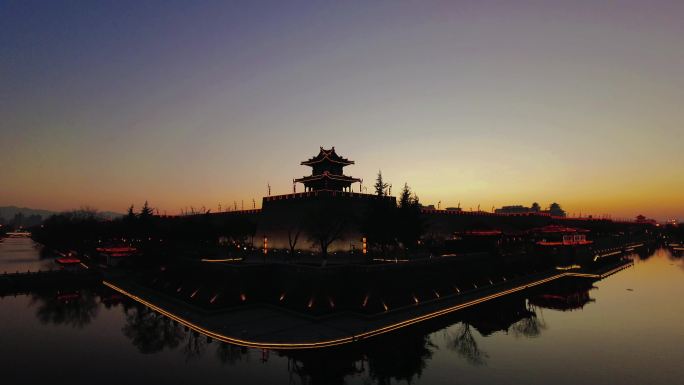 北京城墙护城河日转夜延时4K