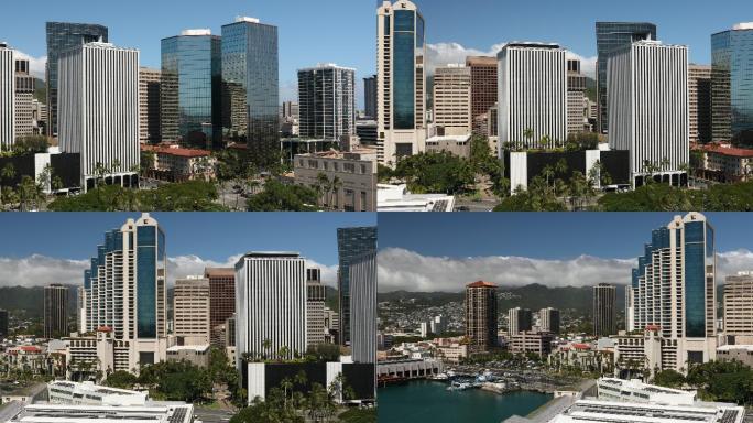 夏威夷檀香山市中心和威基基城市景观