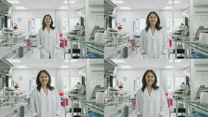 女病理学家在实验室对着镜头微笑