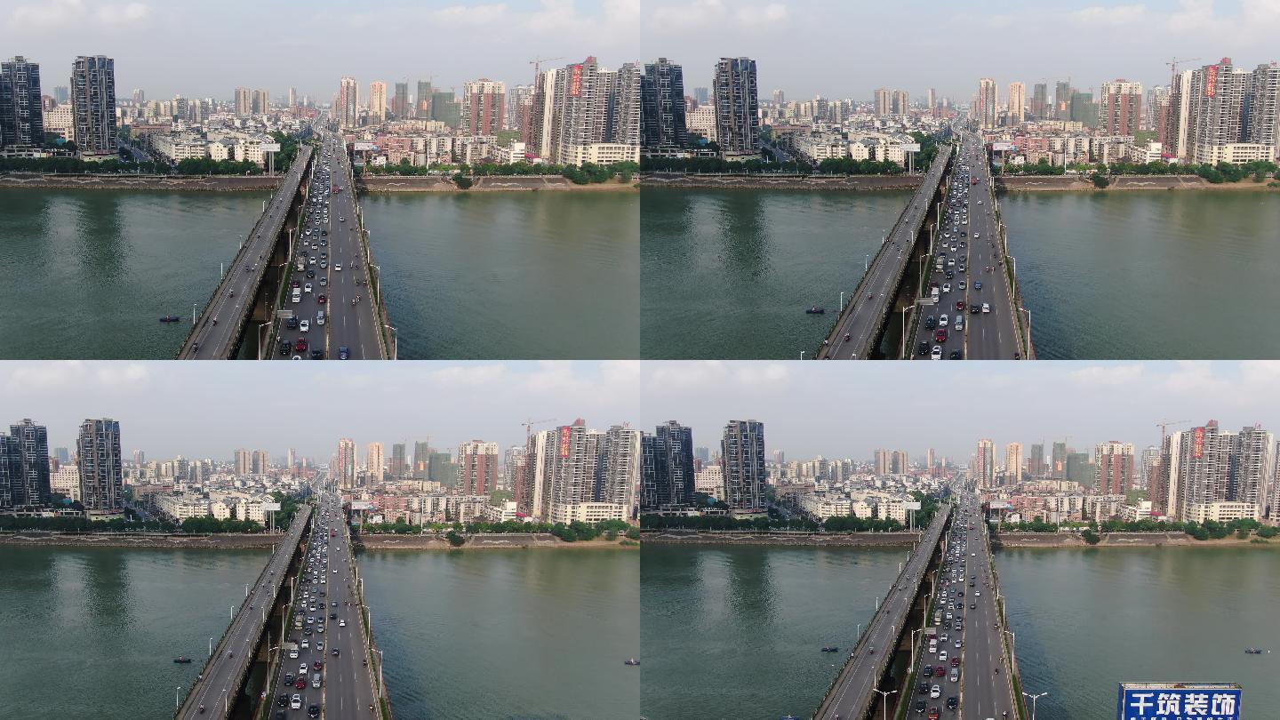 航拍衡阳湘江公铁大桥