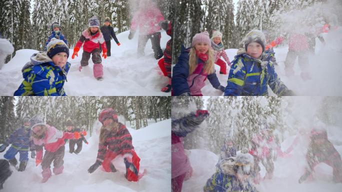 孩子们在雪地里玩耍