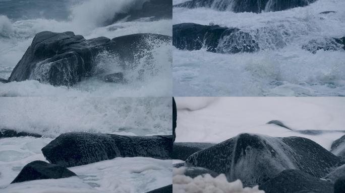 台风天海岸巨浪-升格动画