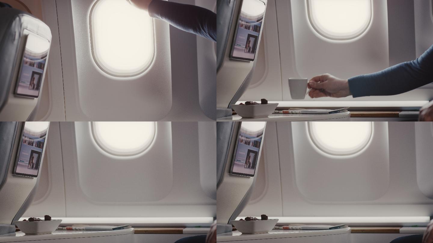 开飞机窗户私人飞机开窗素材