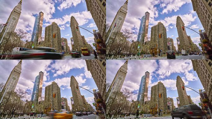 扁平铁建筑和麦迪逊广场公园的现代景观