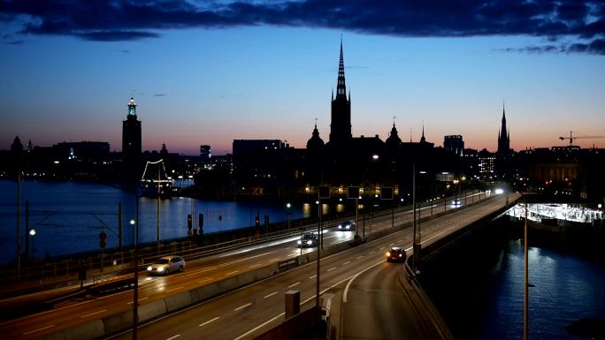 斯德哥尔摩市黄昏风景
