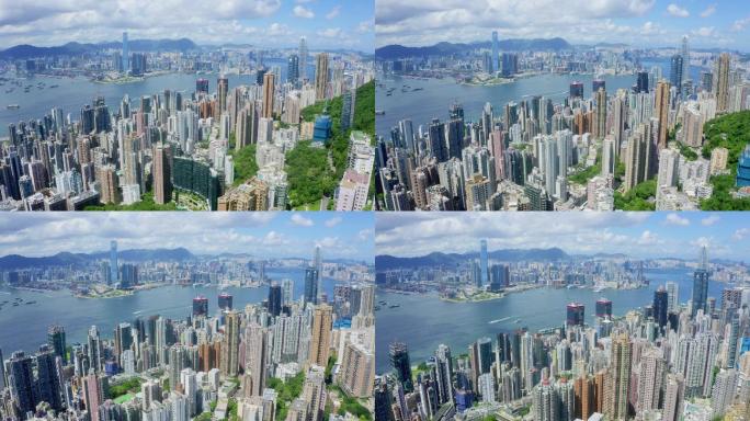 香港市鸟瞰图航拍香港中国经济特区香港宣传