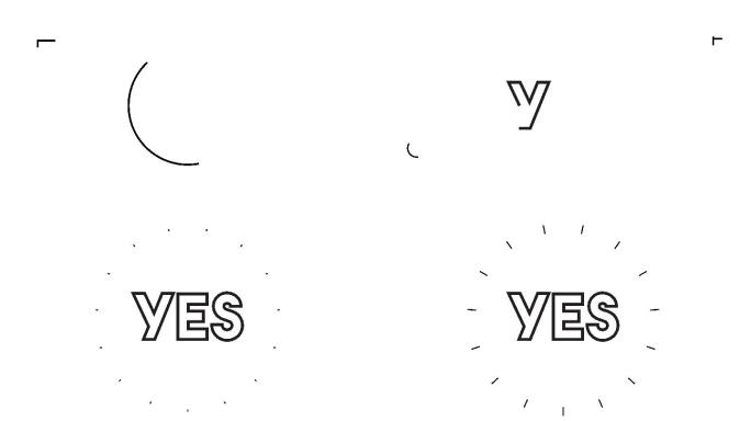 白色背景上的“yes”线条图标动画