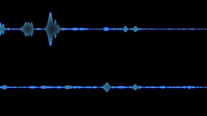 一个简单的黑色和蓝色发光音频声波背景