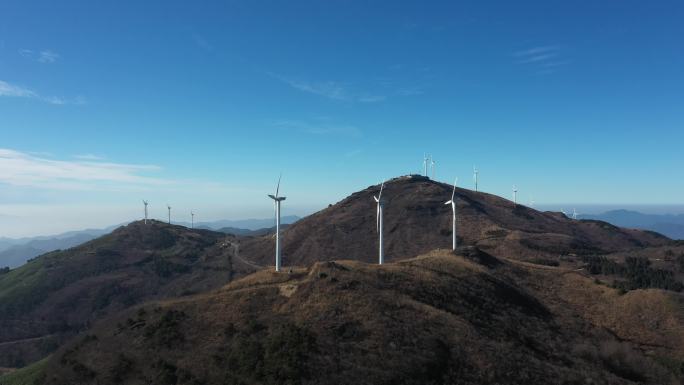 航拍浙江金华东阳市东白山风力发电