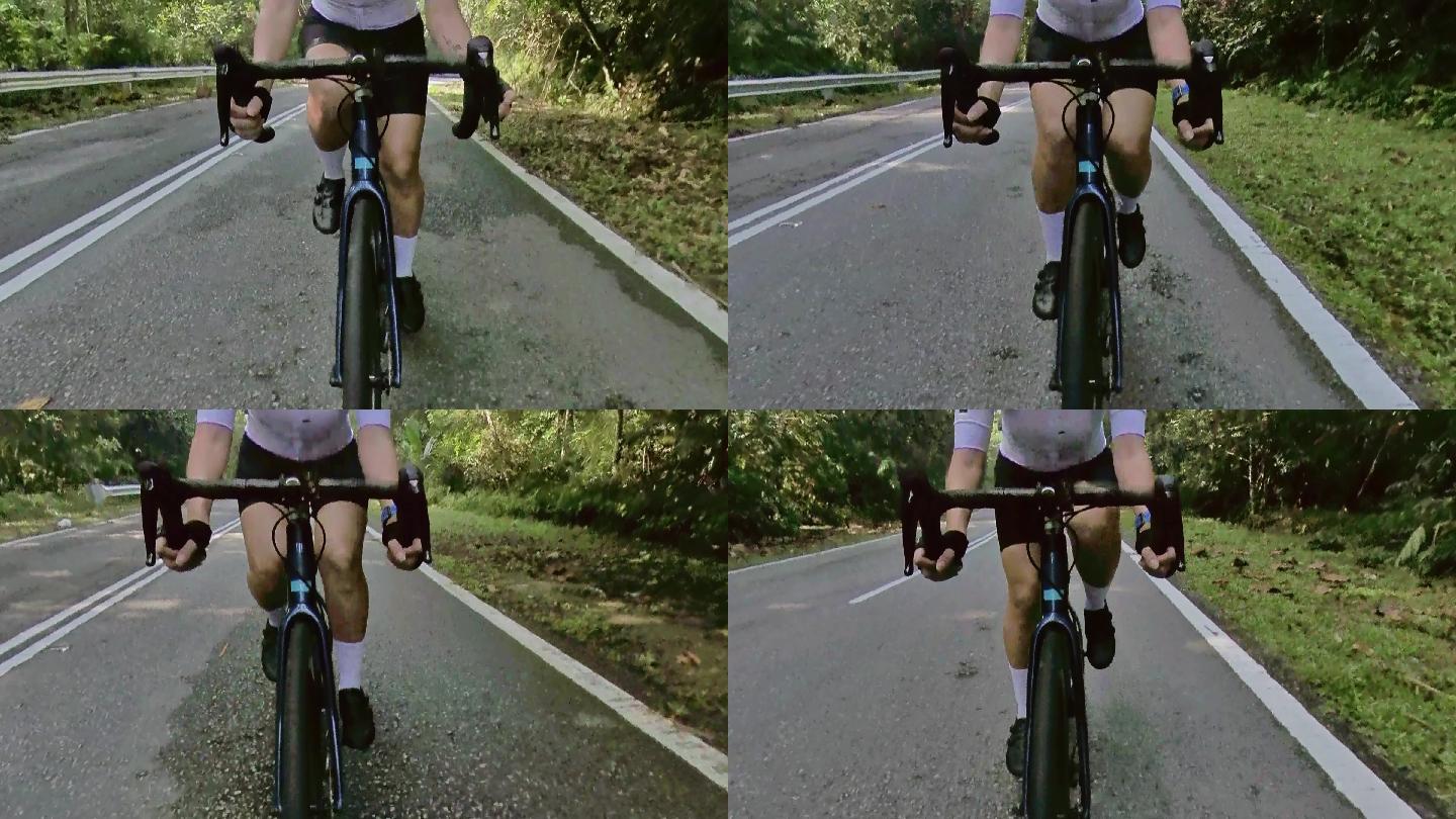 骑自行车的女人低碳出行骑车骑行实拍视频